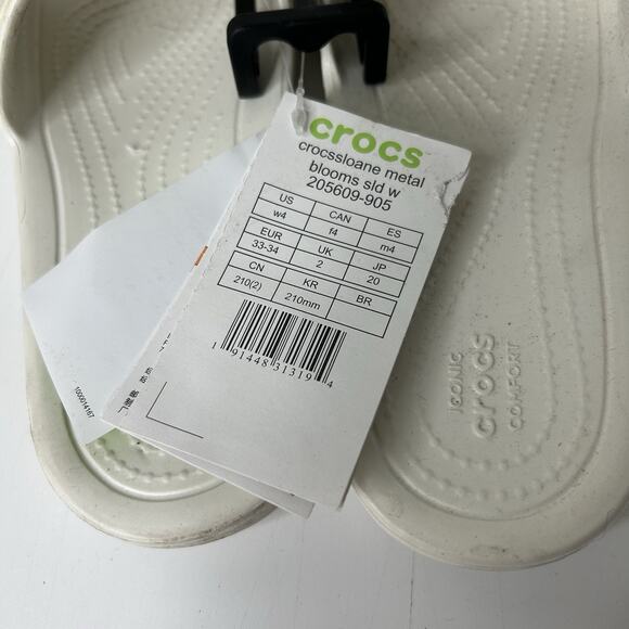 Crocs Women’s Size 4 Sloane Slide Sandal Floral Metallic Blooms - Picture 6 of 7